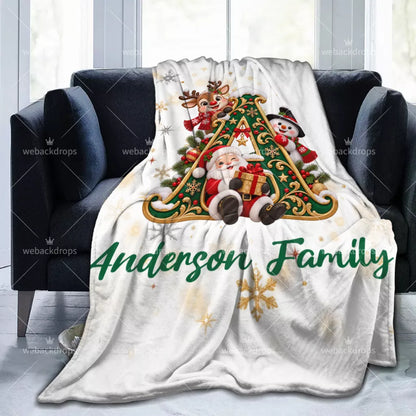 Personalized Christmas Monogram Family Blanket