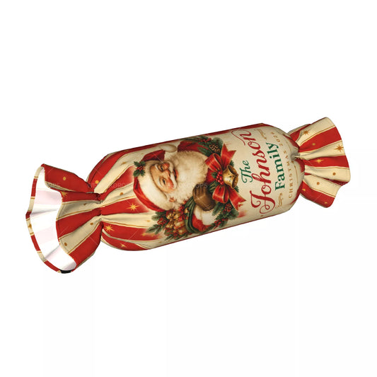 Personalized Santa Claus Christmas Candy Pillow with Family Name