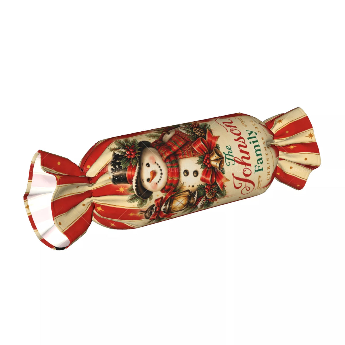 Personalized Snowman Christmas Candy Pillow with Family Name