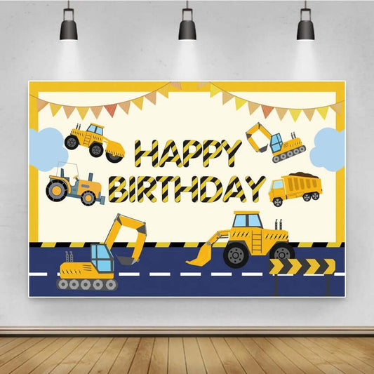 Construction Backdrop Photography Background For Boys Birthday Party