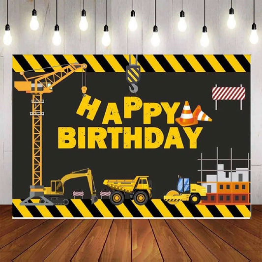Stavební pozadí fotografie pozadí pro narozeninovou oslavu inženýrského kamionu