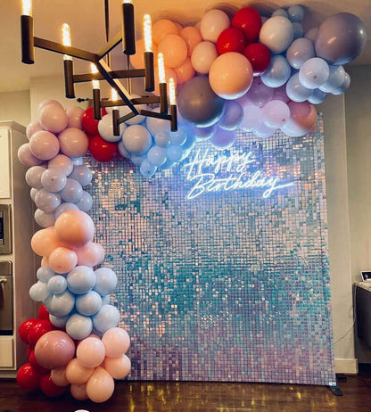 Regenboog vierkante pailletten Shimmer wandpanelen voor feestdecoratie verjaardag vrijgezellenbruiloften