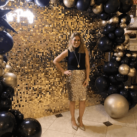 Gold Sequin Shimmer Walls Baby Shower πάρτι γάμου με ασημένιο φόντο