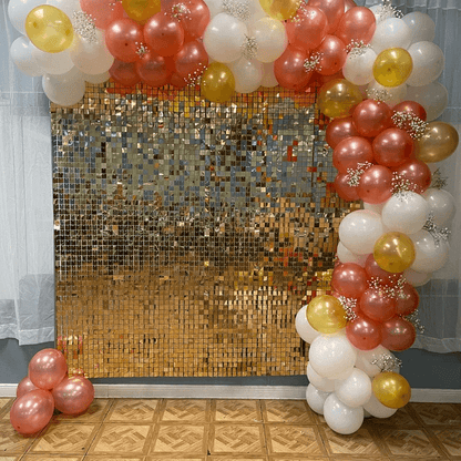 Murs scintillants à paillettes dorées, fête prénatale, fiançailles, mariage, Photo, arrière-plan argenté, fête