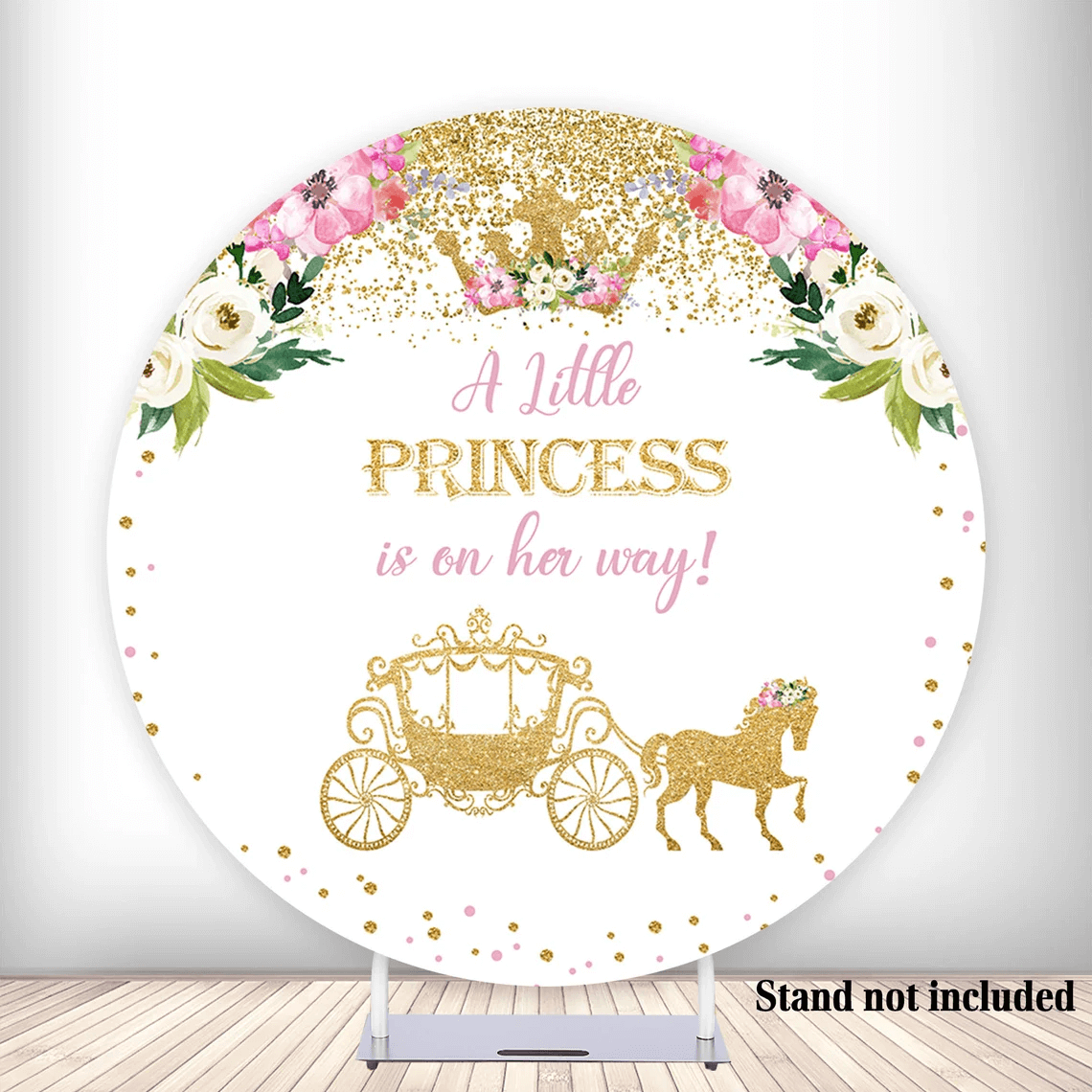 Little Princess Carriage Round Backdrop for Girl's Birthday Baby Shower