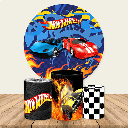 Hot Wheels Car Round Circle Backdrop Cover For Boy Birthday Party Decor