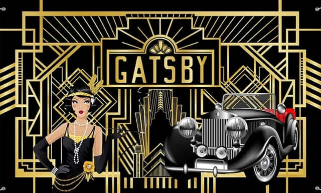 Great Gatsby Thema Zwart en Goud Retro Party Decor Achtergrond