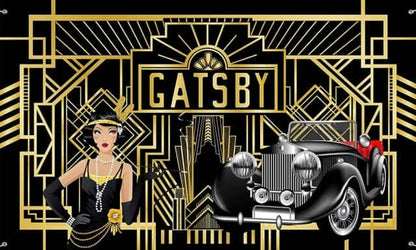 Tema Great Gatsby Crno-zlatna retro pozadina za zabavu