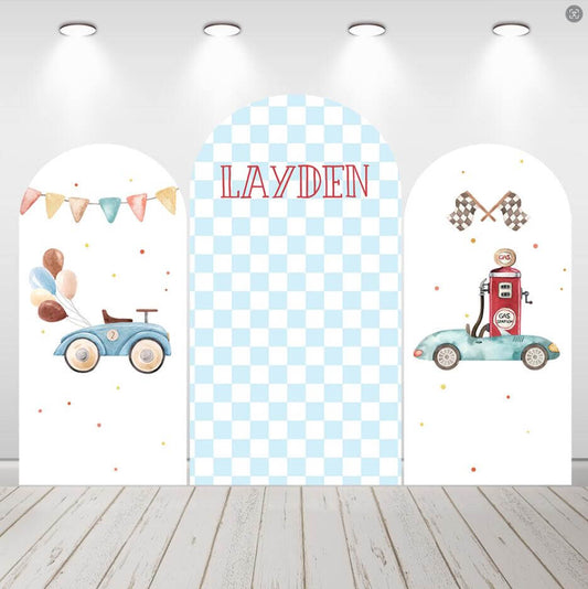 Racing Car Kids Birthday Party Baby Shower Arch Backdrop Cover