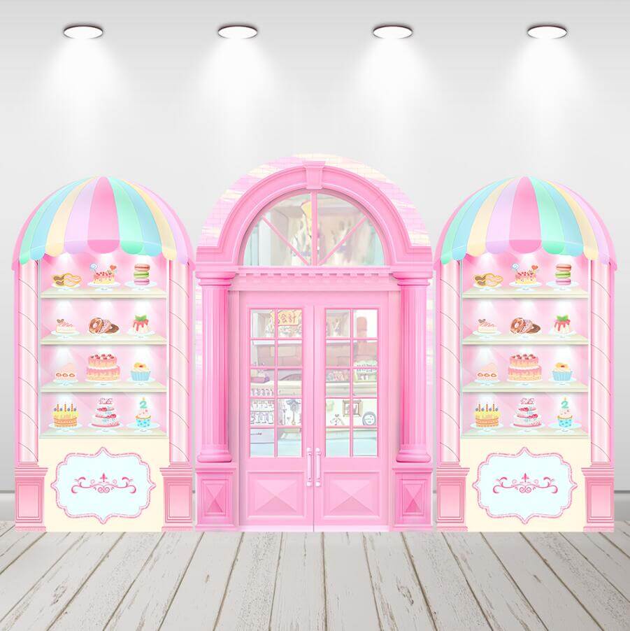 Pink Candy Shop Girls Birthday Arch Backdrop Chiara Wall Background