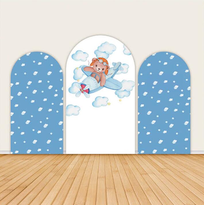 Pilot Bear Kids Baby Shower Birthday Party Chiara Wall Arched Backdrop