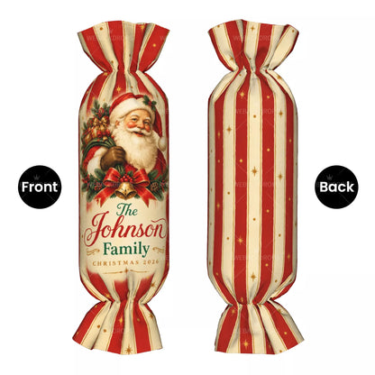 Personalized Santa Claus Christmas Candy Pillow with Family Name