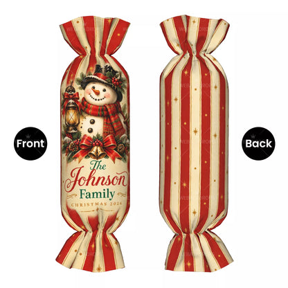 Personalized Snowman Christmas Candy Pillow with Family Name