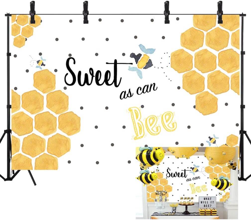 Sweet As Can Bee Backdrop Baby Shower Bumblebee Birthday Party Background