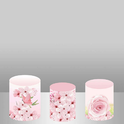 Panda thema roze meisje baby shower en verjaardag bloemen ronde achtergrond partij achtergrond