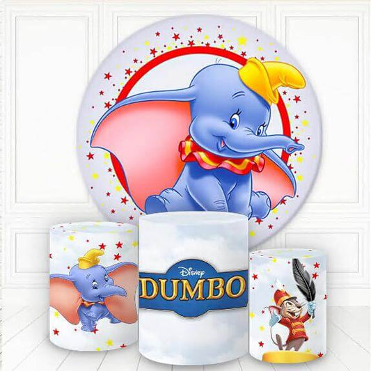 Elephant Dumbo Kids 1st Birthday Party Round Backdrop Cover Decor