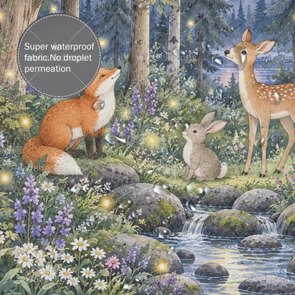 Twilight Owl Woodland Shower Curtain with Metal Roller Ball Hooks, 72 x 72 in