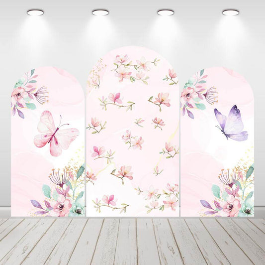 Pink Butterfly Arched Backdrops Girls Birthday Newborn Wedding Chiara Arch Background