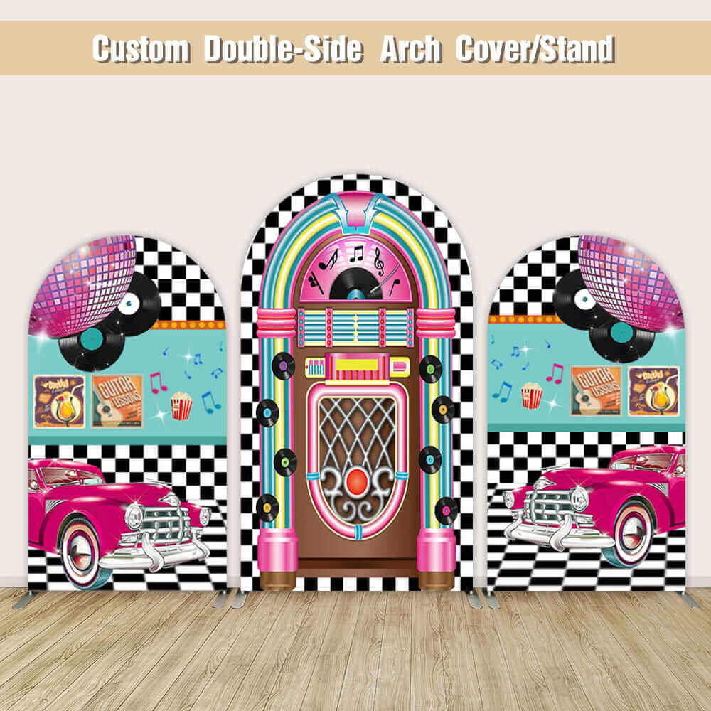 50S Theme Rock And Roll Party Decorations Arch Backdrop