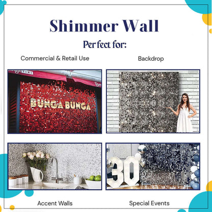 Parti Dekorasyon Doğum Günü Bekarlığa Veda Düğün Kutlaması için Beyaz Payet Pırıltılı Duvar Panelleri