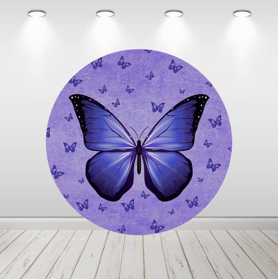 Fioletowy motyl dziewczyny urodziny ślub okrągłe tło osłony cylindrów