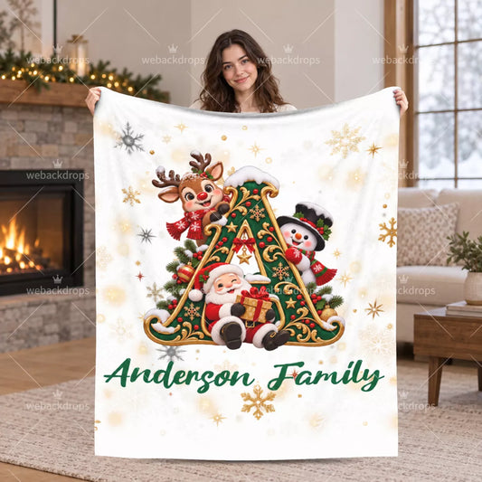 Personalized Christmas Monogram Family Blanket