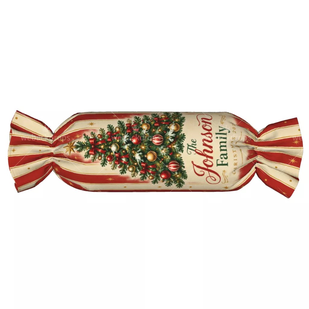 Personalized Christmas Tree Candy Pillow with Family Name