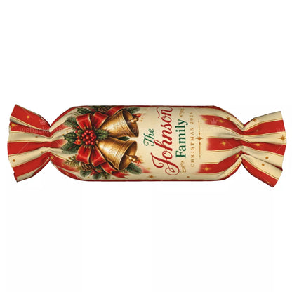 Personalized Christmas Bells Candy Pillow with Family Name