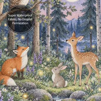 Twilight Owl Woodland Shower Curtain with Metal Roller Ball Hooks, 72 x 72 in