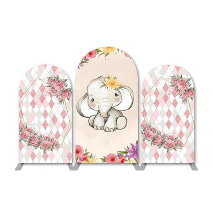 Elephant Girl Baby Shower Arched Backdrop Cover Customize Aluminum Alloy Backdrop Frame Wall Panels for Birthday Party Decorations