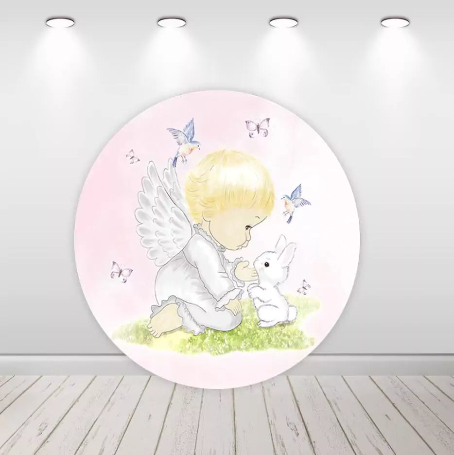 Angel Boy Baby Shower kastepyöreä taustakansi