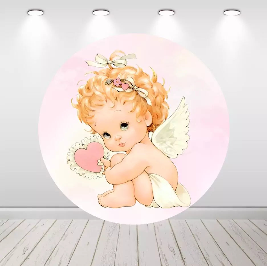 Copertina rotonda per battesimo di Angel Girl Baby Shower