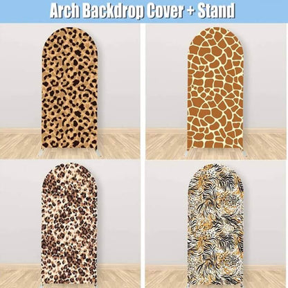 Leopard Pattern Arched Backdrop Fabric Animals Texture Custom Jungle Safari Party Arch Wall Cover