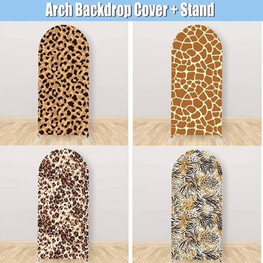 Leopard Pattern Arched Background Fabric Animals Texture Custom Jungle Safari Party Arch Wall Cover