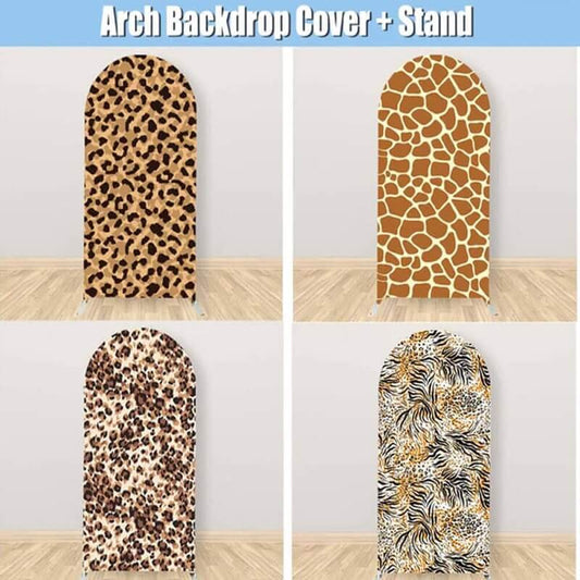 Leopard Pattern Arched Backdrop Fabric Animals Texture Custom Jungle Safari Party Arch Wall Cover