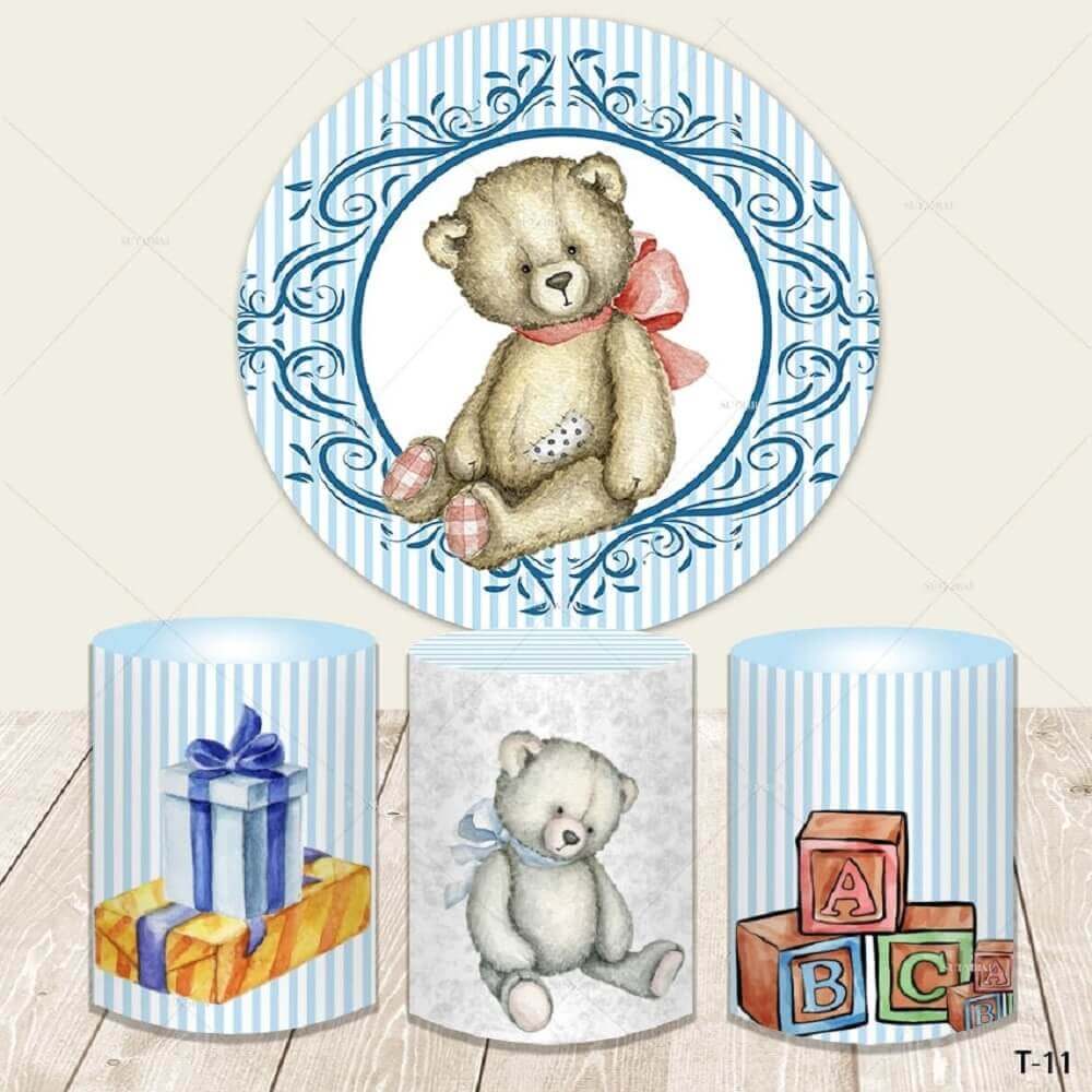 Baby Bear Prince Boy Baby Shower Birthday Party Round Cover