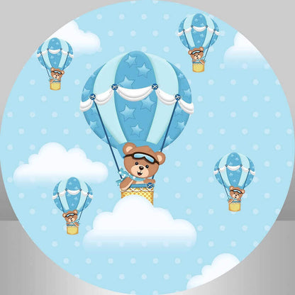 Niedźwiedź balony na ogrzane powietrze Baby Shower chłopcy urodziny okrągłe tło imprezy