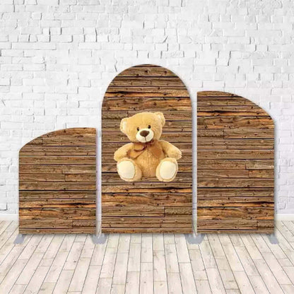 Ведмідь Дерев'яний тематичний декор для вечірки до дня народження К'яра Арочна фонова стіна