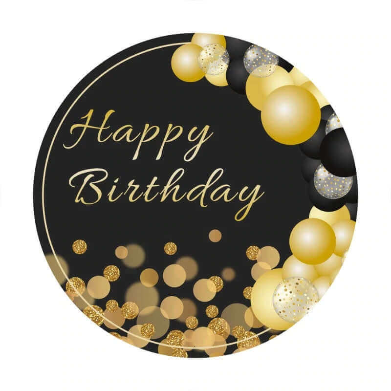 Czarne złoto Bokeh balony urodziny okrągłe tło dla dorosłych