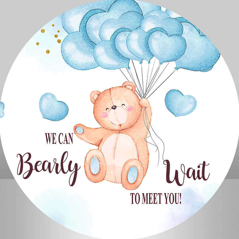 Palloncini blu Orso Baby Shower Sfondo rotondo Decorazioni per feste neonate