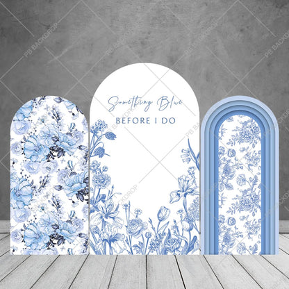 Blue Floral Bridal Shower Wedding Arch Backdrop