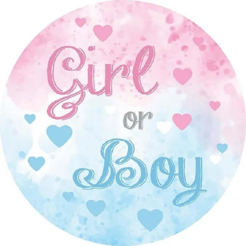 Blue Pink Boy or Girl Gender Reveal Round Backdrop