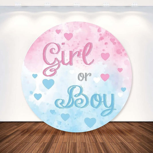 Blue Pink Boy Or Girl Gender Reveal Round Backdrop Party