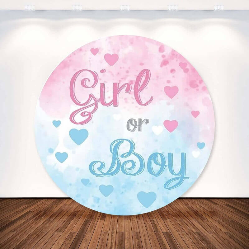 Blue Pink Boy Or Girl Gender Reveal Round Backdrop Party