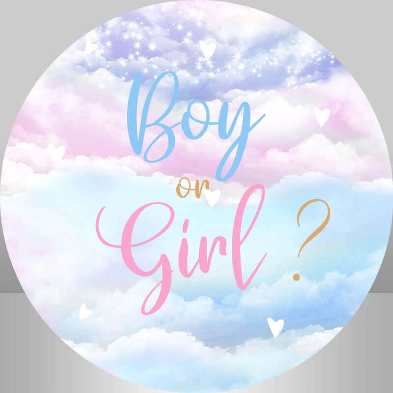 Modré růžové mraky chlapec nebo dívka pohlaví odhalit kulaté pozadí kryt strana