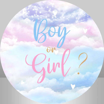 Блакитно-рожеві хмари хлопчика чи дівчинки статі розкривають круглий фон для обкладинки