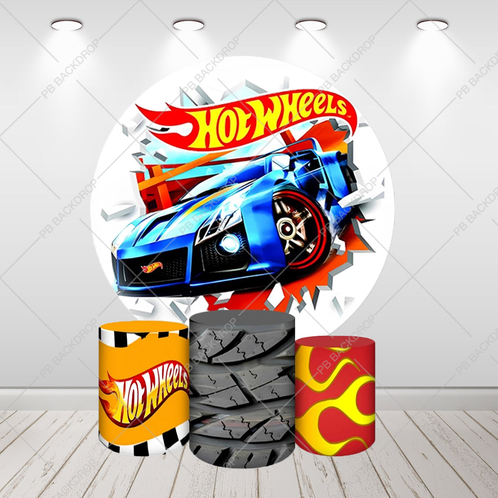 Blue Race Car Backdrop for Boys Birthday Party