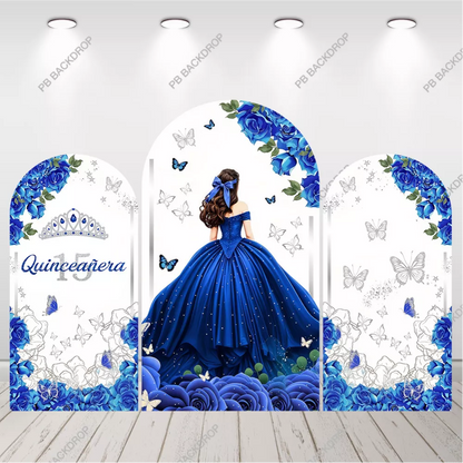 Blue Rose Quinceañera Arch Backdrop Sweet 15 Party Decor