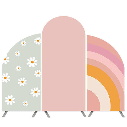 Kit de fondo con arco para fiesta de bienvenida de bebé, cumpleaños, rosa, Margarita, tema bohemio