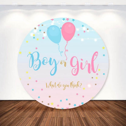 Bokeh Star Boy Or Girl Gender Reveal Party Round Backdrop Cover